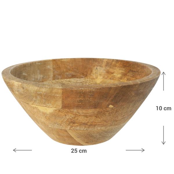 Mangoholz Obst- & Servierschale - Ø 25x10cm - Edle Holzschale braun - Langlebig, robust & dekorativ für Tisch & Küche - Unikat