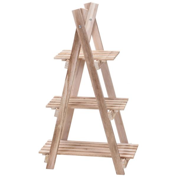 Blumentreppe aus Holz - Pflanzenleiter mit 3 Ebenen - Dekorativer Blumenständer für Terrasse & Balkon - 50x28x85cm - Robuste Kiefernholz-Qualität