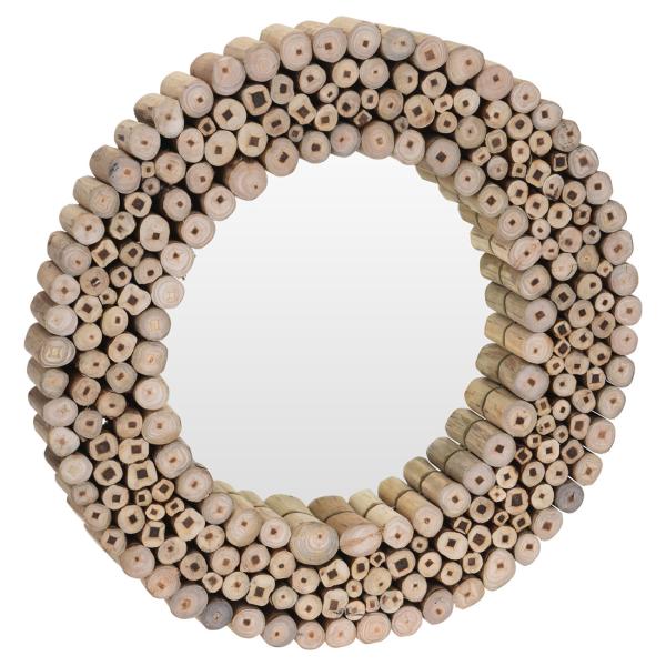 Wandspiegel Teakholz - Rund & modern mit natürlichem Charme - Braun, Ø 50 cm - Langlebig, handgefertigt, für Wohnzimmer, Bad & Flur