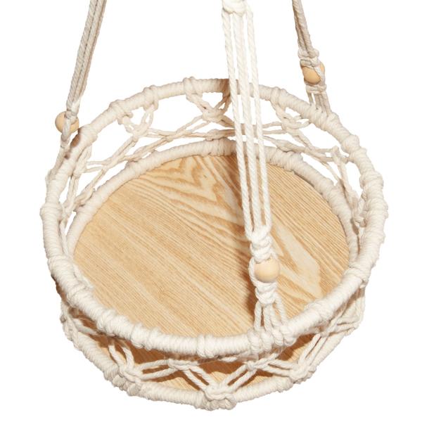 Makramee Hängedekoration mit Ablagefläche - Stylische Boho Deko zum Aufhängen für Pflanzen Vasen - Handgefertigt beige 60 cm Höhe