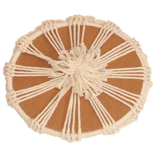 Makramee Hängedekoration mit Ablagefläche - Stylische Boho Deko zum Aufhängen für Pflanzen Vasen - Handgefertigt beige 60 cm Höhe