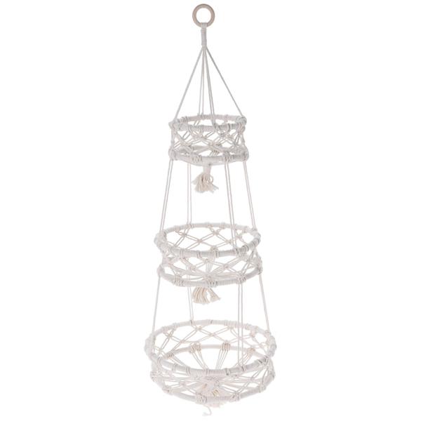 Pflanzenaufhänger Makramee geflochten - drei-stufig für Balkon & Innen - aus Baumwolle - ideal für Blumentöpfe, Hängepflanzen & Deko