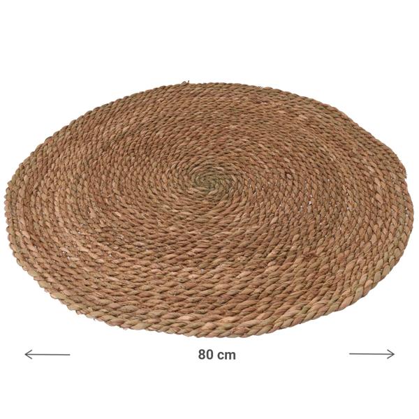 Runder Teppich aus Rattan - Stylisches Natur-Design für modernes Zuhause - Ø 80 cm - Blickfang für Wohn-, Schlafzimmer, Heimbüro & Flur