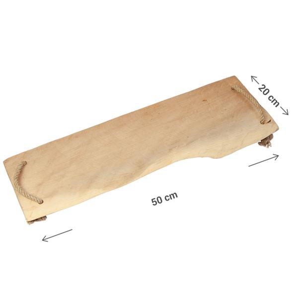 Servierplatte Kautschukholz - Servierbrett mit Jutegriffen für Tee Kaffee Gebäck Essen Tapas Käse Sushi - rechteckig 50x20cm braun - robust antibakteriell