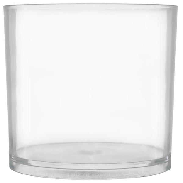 Aufbewahrungsbehälter Kunststoff und Bambus, Kosmetikbox, transparent, 9,5 x 9,5, x 10 cm