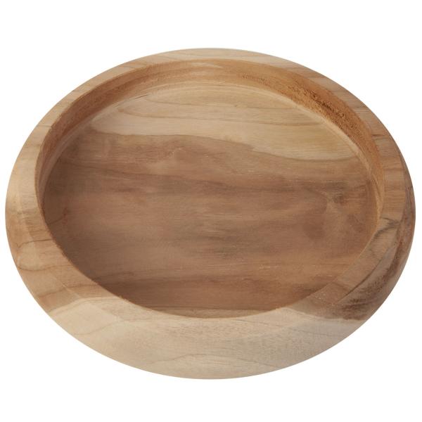 Teakholz Schale - Handgefertigt, Naturmaserung, robust, langlebig - Ideal zum Servieren von Lebensmitteln & als Deko - Ø 25 x 5 cm