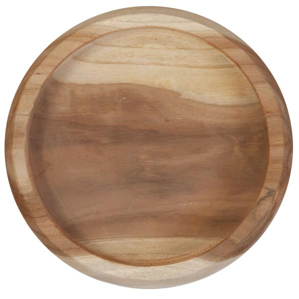 Teakholz Schale - Handgefertigt, Naturmaserung, robust, langlebig - Ideal zum Servieren von Lebensmitteln & als Deko - Ø 25 x 5 cm