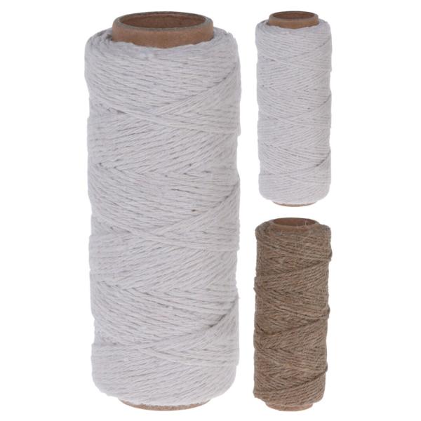 Deko Schnur 2er-Set - Basteln, Befestigen, Gestalten, Dekorieren, Gartenarbeiten - Hanf/Baumwolle, braun/weiss - 60m (1mm) - 40m (2mm)