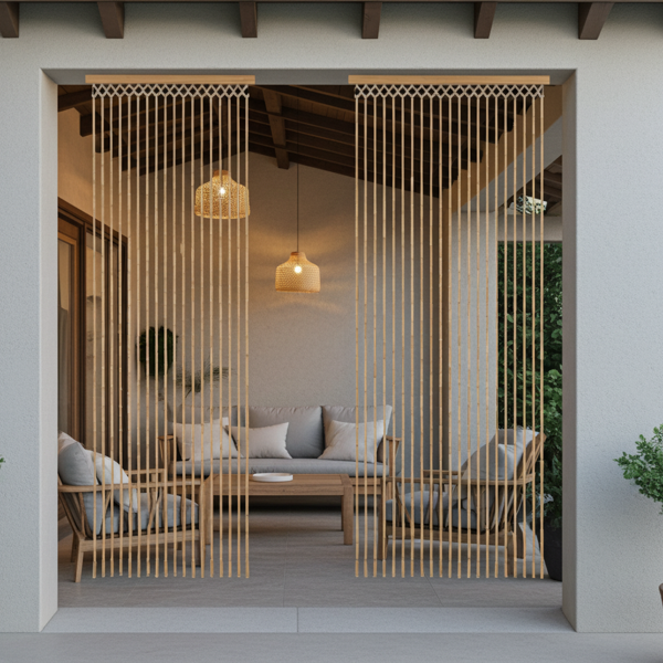 Bambus Türvorhang - Raumteiler & Dekoration für gemütliches Ambiente - Naturfarben 90x180cm - Leicht montierbar mit Stange & Haken