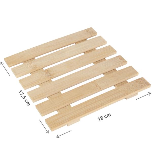 Bambus Untersetzer - Topfuntersetzer & Pflanzenuntersetzer rustikal - durchbrochenes Design, 17,5x18cm, langlebig, wasserbeständig, pflegeleicht