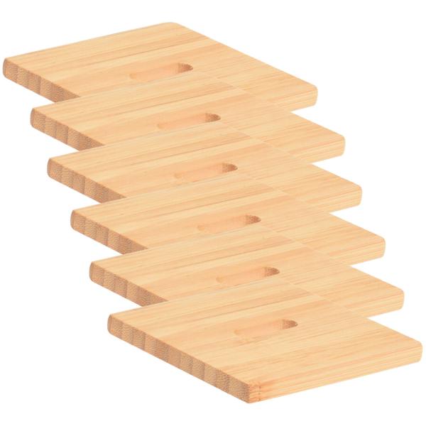 Bambus Tischuntersetzer 6er-Set - Vintage-Optik & robust - 9x9cm Glasuntersetzer mit Ständer für Zuhause & Restaurant - Modern, praktisch, fleckenfrei