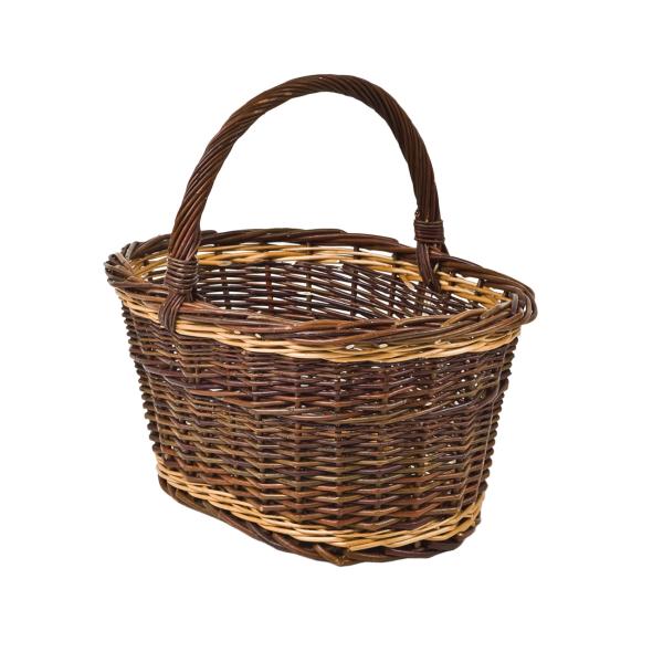 Weidenkorb oval-konisch - Einkaufskorb mit Trage-Henkel - 46x32x22/42cm - robust, langlebig, dichtgeflochtene Weide - ideal für Wochenmarkt & Picknick