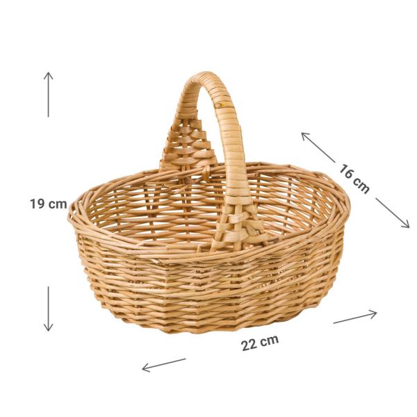 Kinderkorb aus Vollweide - Handgefertigt, robust & langlebig - Blumenkorb mit Henkel, braun - 22x16x9/19cm - Für Spielzeug, Bücher & Picknick