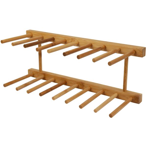 Tellerhalter aus Bambus - Abtropfgestell & Geschirrständer für 8 Teller - 34x13.5x12cm - Naturmaterial - Modernes Design zur Aufbewahrung von Speisetellern