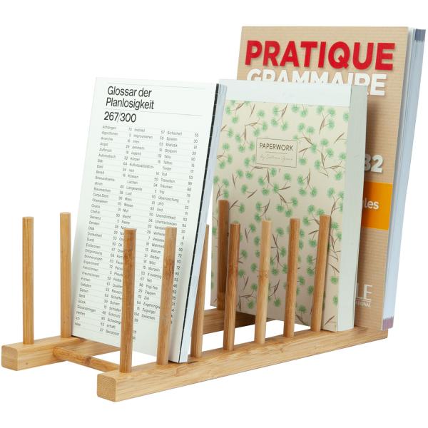 Tellerhalter aus Bambus - Abtropfgestell & Geschirrständer für 8 Teller - 34x13.5x12cm - Naturmaterial - Modernes Design zur Aufbewahrung von Speisetellern