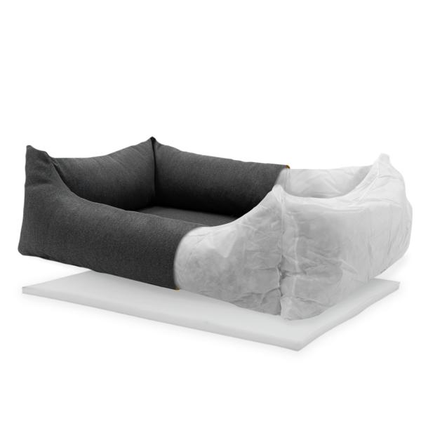 Madison Hundebett Eco - Waschbar & Wasserabweisend für Aussenbereich - Antibakteriell-UV-Schutz-100x80x25cm-Grau-100% recyceltes Material-3 Jahre Garantie