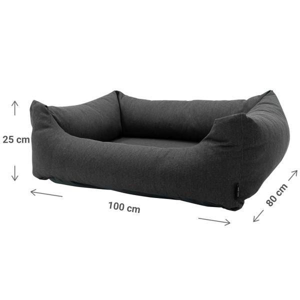 Madison Hundebett Eco - Waschbar & Wasserabweisend für Aussenbereich - Antibakteriell-UV-Schutz-100x80x25cm-Grau-100% recyceltes Material-3 Jahre Garantie
