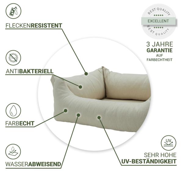 Hundebett Eco - Waschbar & Wasserabweisend - 100x80x25cm Beige - Recyceltes Material - UV-Schutz - Antibakteriell - Made in Europe