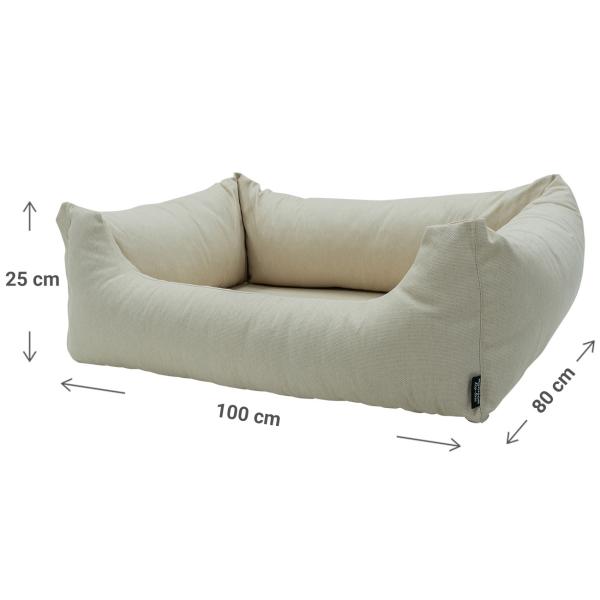 Hundebett Eco - Waschbar & Wasserabweisend - 100x80x25cm Beige - Recyceltes Material - UV-Schutz - Antibakteriell - Made in Europe