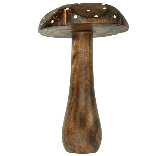 Deko-Pilze 3er-Set aus Massivholz - Mangoholz Skulpturen für naturnahe Dekoration - Hochwertige & nachhaltige Holzdekoration - Braun - 10-25cm