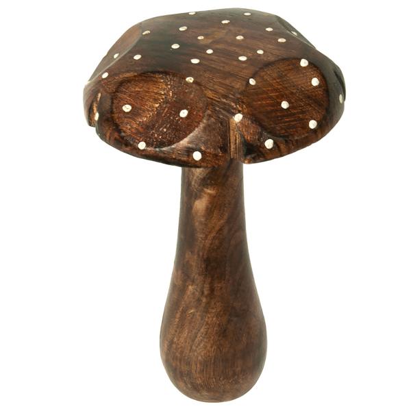 Deko-Pilze 3er-Set aus Massivholz - Mangoholz Skulpturen für naturnahe Dekoration - Hochwertige & nachhaltige Holzdekoration - Braun - 10-25cm