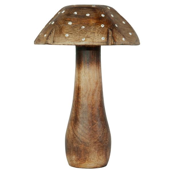 Deko-Pilze 3er-Set aus Massivholz - Mangoholz Skulpturen für naturnahe Dekoration - Hochwertige & nachhaltige Holzdekoration - Braun - 10-25cm