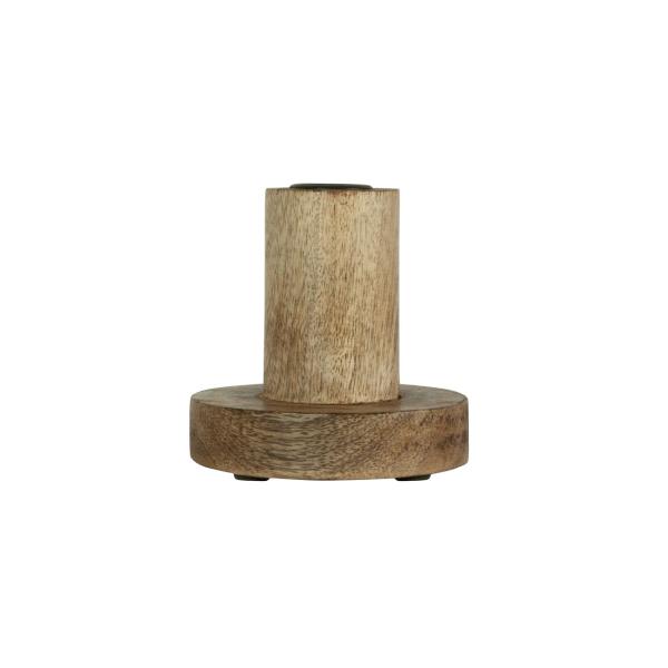 Kerzenständer Sockel 3er-Set aus Mangoholz - Natürlicher Kerzenhalter für warmes Ambiente - Glatt braun, 3 Grössen, robust, langlebig - 9-22x10cm
