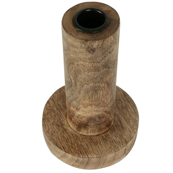 Kerzenständer Sockel 3er-Set aus Mangoholz - Natürlicher Kerzenhalter für warmes Ambiente - Glatt braun, 3 Grössen, robust, langlebig - 9-22x10cm