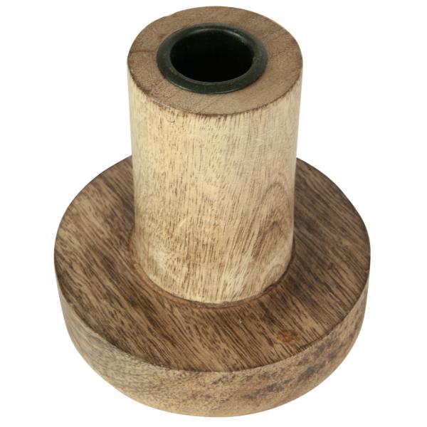 Kerzenständer Sockel 3er-Set aus Mangoholz - Natürlicher Kerzenhalter für warmes Ambiente - Glatt braun, 3 Grössen, robust, langlebig - 9-22x10cm