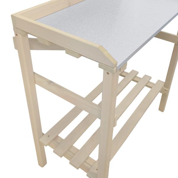 Holz Gartenarbeitstisch - Pflanztisch mit 2 Ablagen & Arbeitsplatte - Natur, 75x39x86cm - für Garten, Balkon, Gewächshaus - stabil & witterungsbeständig