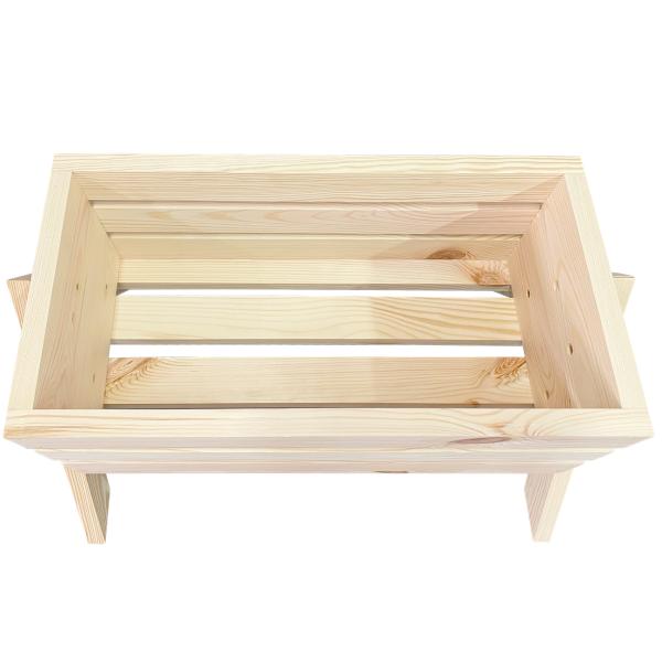 Blumenkasten aus Holz mit 4 Standfüssen - Pflanzkübel natur, Kiefernholz, 54x39x31.5cm - Witterungsbeständig & stabil für Balkon & Garten