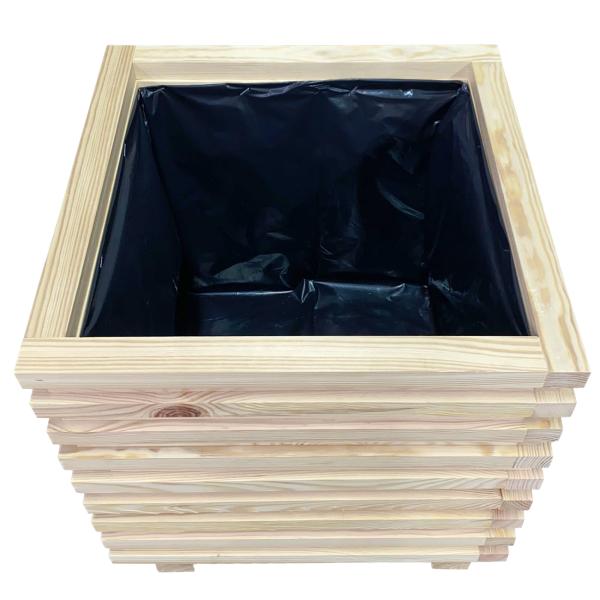 Pflanzkasten aus Holz, Blumenkübel mit Innenfolie, braun, 30 x 30 x 32 cm