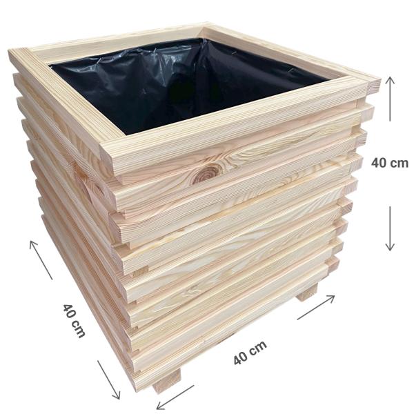 Pflanzkasten Holz - Blumenkübel mit Innenfolie - Braun, 40x40x40 cm - Robust & handlich für Balkon, Terrasse, Garten – Für den Aussenbereich