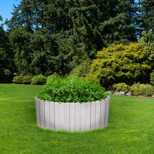 Fichtenholz Beetbegrenzung Hellgrau - Beetumrandung für Garten & Mini-Hochbeet - 200x30/45cm - Rustikale Optik - einfach in Boden stecken