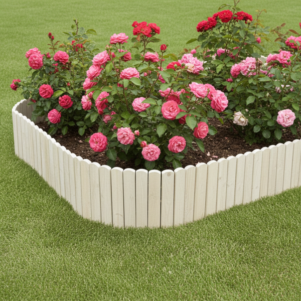 Fichtenholz Beetbegrenzung Hellgrau - Beetumrandung für Garten & Mini-Hochbeet - 200x30/45cm - Rustikale Optik - einfach in Boden stecken