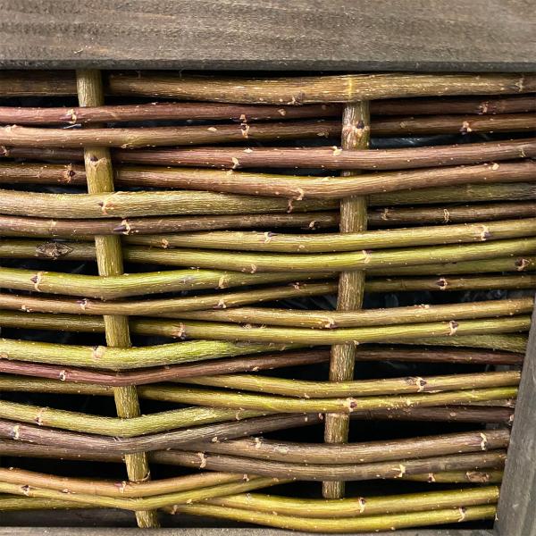 Blumenkasten aus Holz - Rattan-Optik Pflanzkübel mit Innenfolie - Braun, 40x40x40cm - Balkonkasten mit 4 Standfüssen für Kräuter & Gemüse