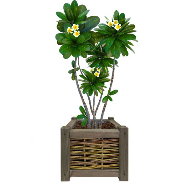 Blumenkasten aus Holz - Rattan-Optik Pflanzkübel mit Innenfolie - Braun, 40x40x40cm - Balkonkasten mit 4 Standfüssen für Kräuter & Gemüse
