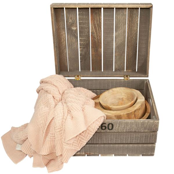 Holzkiste mit Holzdeckel – Aufbewahrungsbox aus edlem Naturholz mit Scharnierdeckel und Griffen – 30x40x22cm – Perfekt für Ordnung im Zuhause