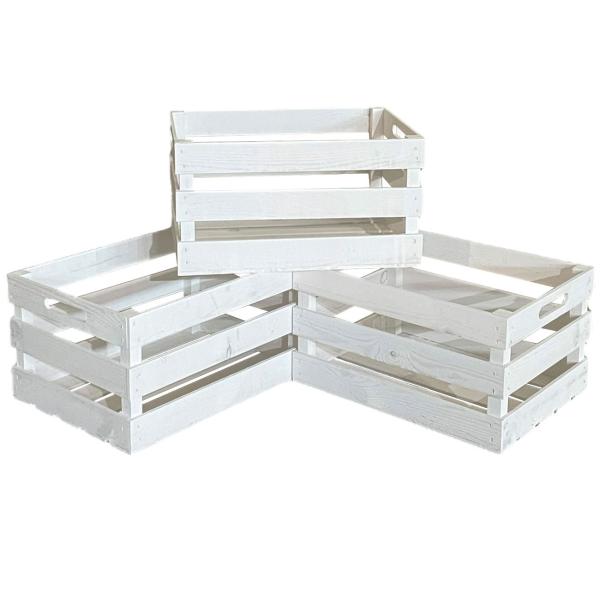 Holzkisten 3er-Set - Deko Harassen weiss aus stabilem Holz - Shabby Chic Vintage Look - 29x39x21cm - Hochwertig verarbeitet für moderne Heimgestaltung