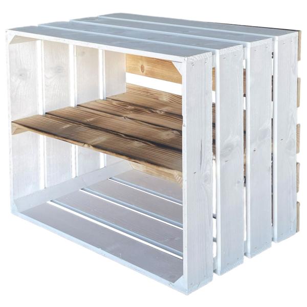 Holzkiste mit Regalboden - Weiss/Braun Regalabtrennung für Deko, Bücher, Fotos, Blumen - Modernes Design - 40x50x30cm - Aufstellen/Aufhängen