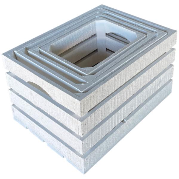 4er-Set Holzkisten, weiss, Harassen, 4 Grössen