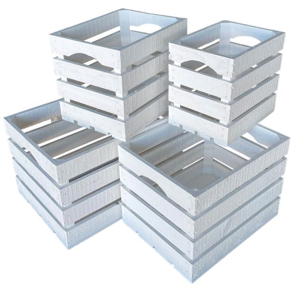 4er-Set Holzkisten, weiss, Harassen, 4 Grössen