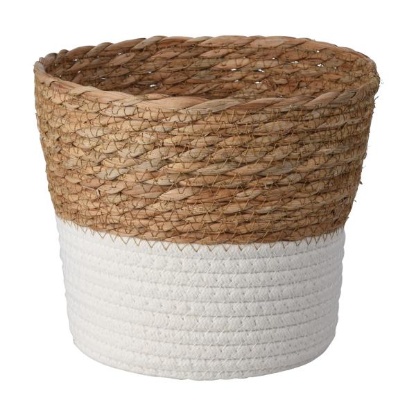 Körbe rund 3er-Set weisse Baumwolle - Naturgeflecht Flechtkorb für Bad Wohnzimmer Kinderzimmer - Ø 24/20/17cm - Aufbewahrung von Spielzeug Kosmetik