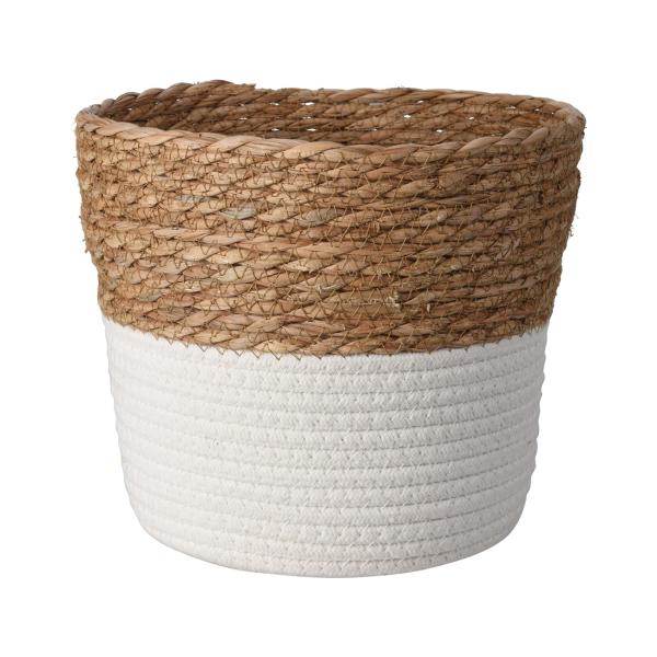 Körbe rund 3er-Set weisse Baumwolle - Naturgeflecht Flechtkorb für Bad Wohnzimmer Kinderzimmer - Ø 24/20/17cm - Aufbewahrung von Spielzeug Kosmetik