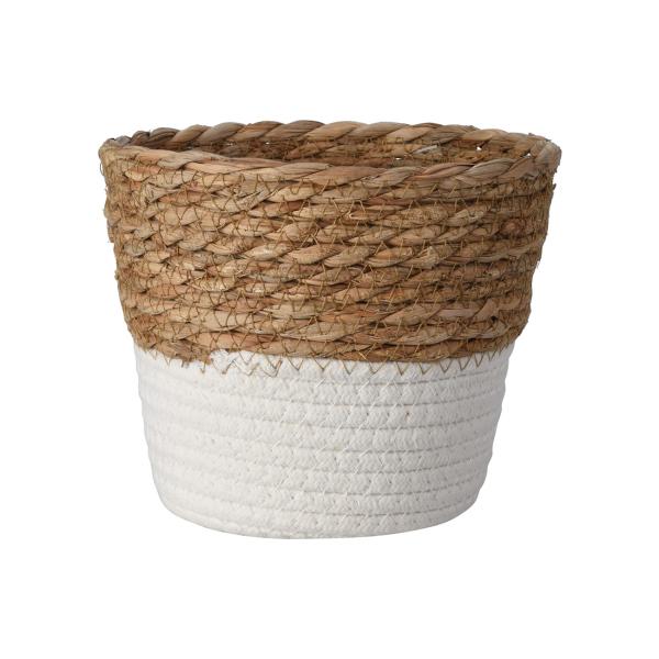 Körbe rund 3er-Set weisse Baumwolle - Naturgeflecht Flechtkorb für Bad Wohnzimmer Kinderzimmer - Ø 24/20/17cm - Aufbewahrung von Spielzeug Kosmetik