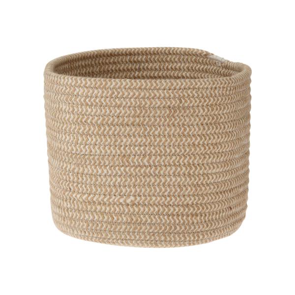 Baumwollkörbe 3er-Set - Aufbewahrungskörbe Organizer für Kosmetik Spielzeug Zeitschriften - Geflochtene Optik, Weiss, Ø23x22cm - Ø18x15cm