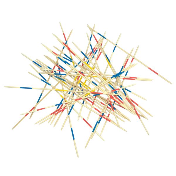 XL Mikado Geschicklichkeitsspiel - für die ganze Familie - 41 Holzstäbchen, 50 cm lang, FSC-zertifiziert, bunt markiert - Feinmotorik & Geduld