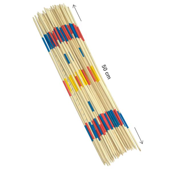 XL Mikado Geschicklichkeitsspiel - für die ganze Familie - 41 Holzstäbchen, 50 cm lang, FSC-zertifiziert, bunt markiert - Feinmotorik & Geduld