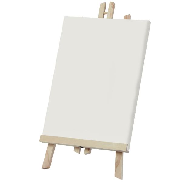 Tischstaffelei aus FSC-zertifiziertem Kiefernholz - klappbar, standfest & vielseitig für Gemälde bis 42 cm - 24x3,5x50cm - für Künstler