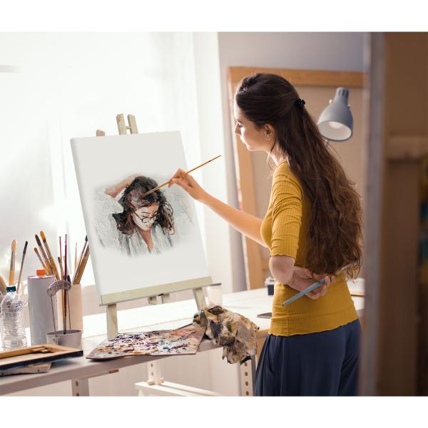 Tischstaffelei aus FSC-zertifiziertem Kiefernholz - klappbar, standfest & vielseitig für Gemälde bis 42 cm - 24x3,5x50cm - für Künstler